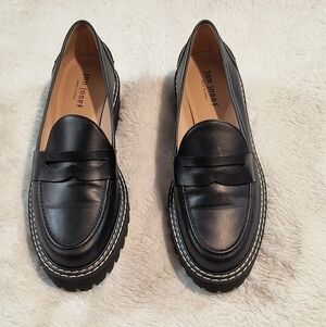 Jon Josef Shoes Black Leather Chunky Lug Sole Penny Loafer
